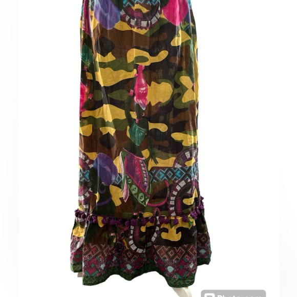 Antica Sartoria Italian Boho Camo African Folk Art Maxi Dress - Picture 4 of 17